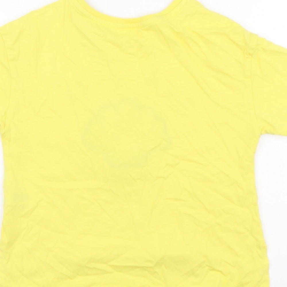 Dunnes Stores Girls Yellow Cotton Basic T-Shirt Size 8-9 Years Round Neck Pullover - Shell