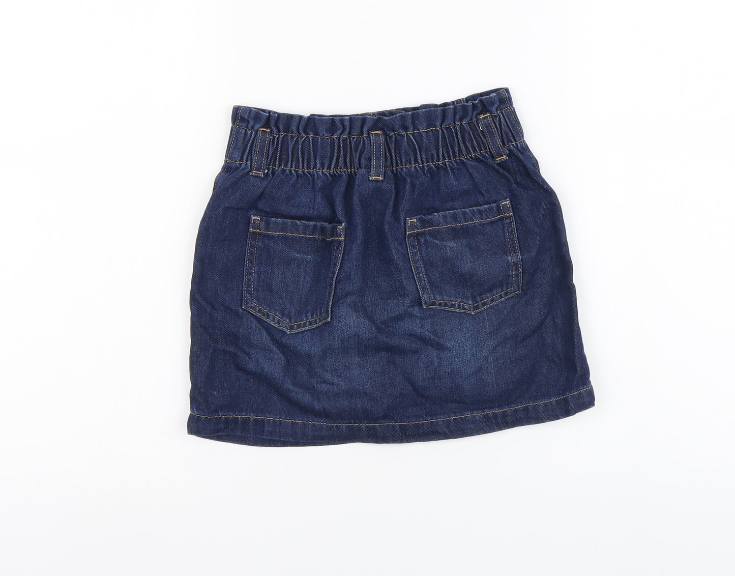 NEXT Girls Blue Cotton Mini Skirt Size 8 Years Regular Button