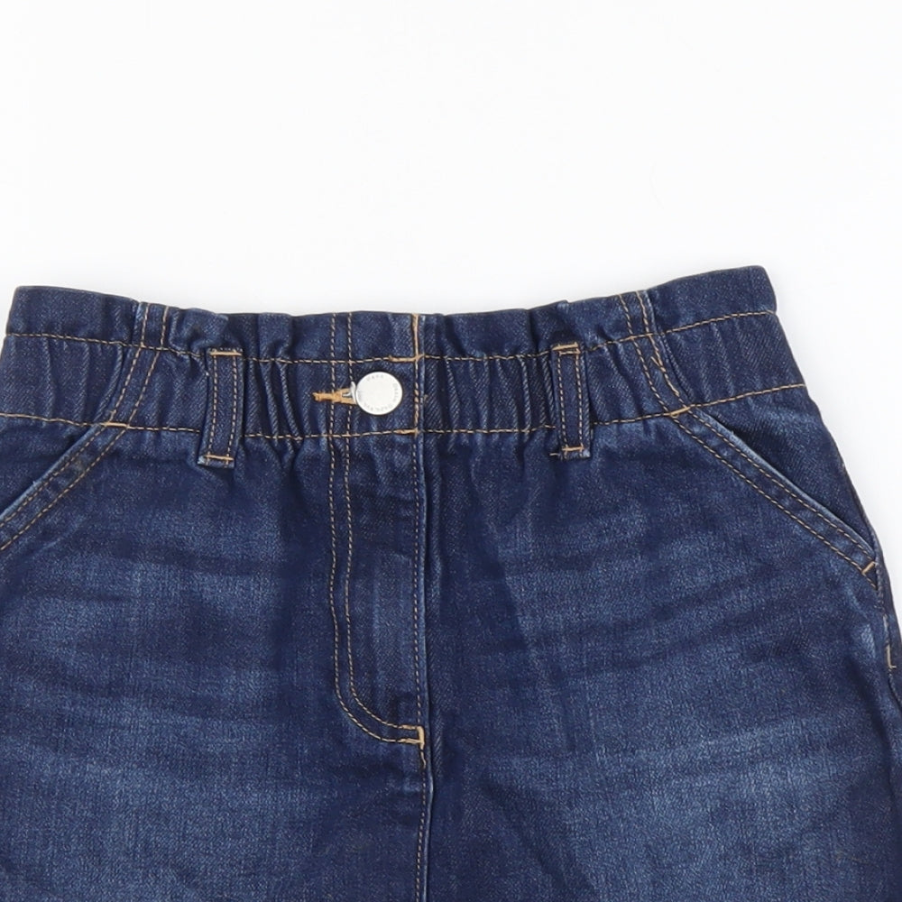 NEXT Girls Blue Cotton Mini Skirt Size 8 Years Regular Button