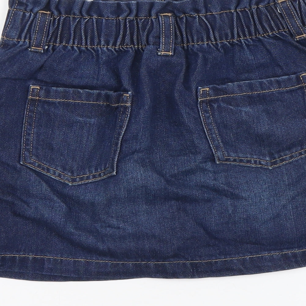NEXT Girls Blue Cotton Mini Skirt Size 8 Years Regular Button