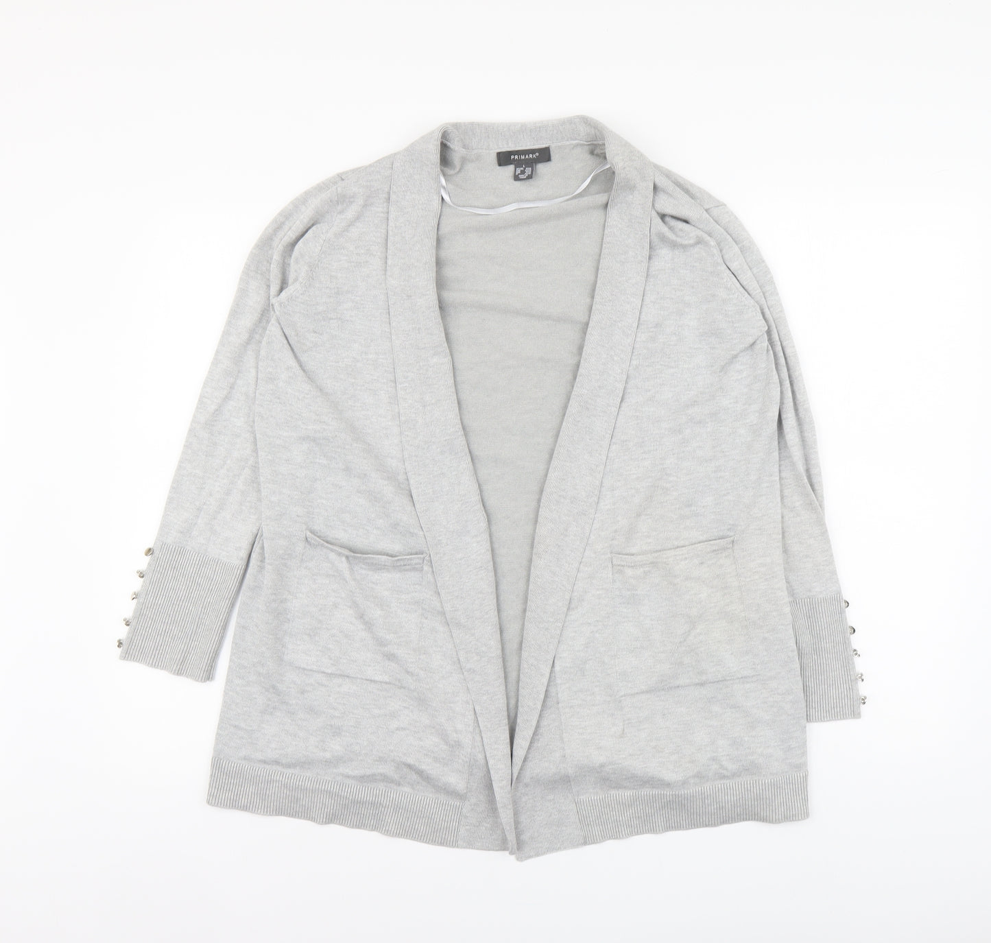 Primark Womens Grey V-Neck Viscose Cardigan Jumper Size L