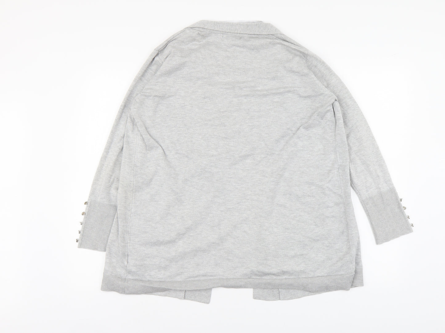 Primark Womens Grey V-Neck Viscose Cardigan Jumper Size L