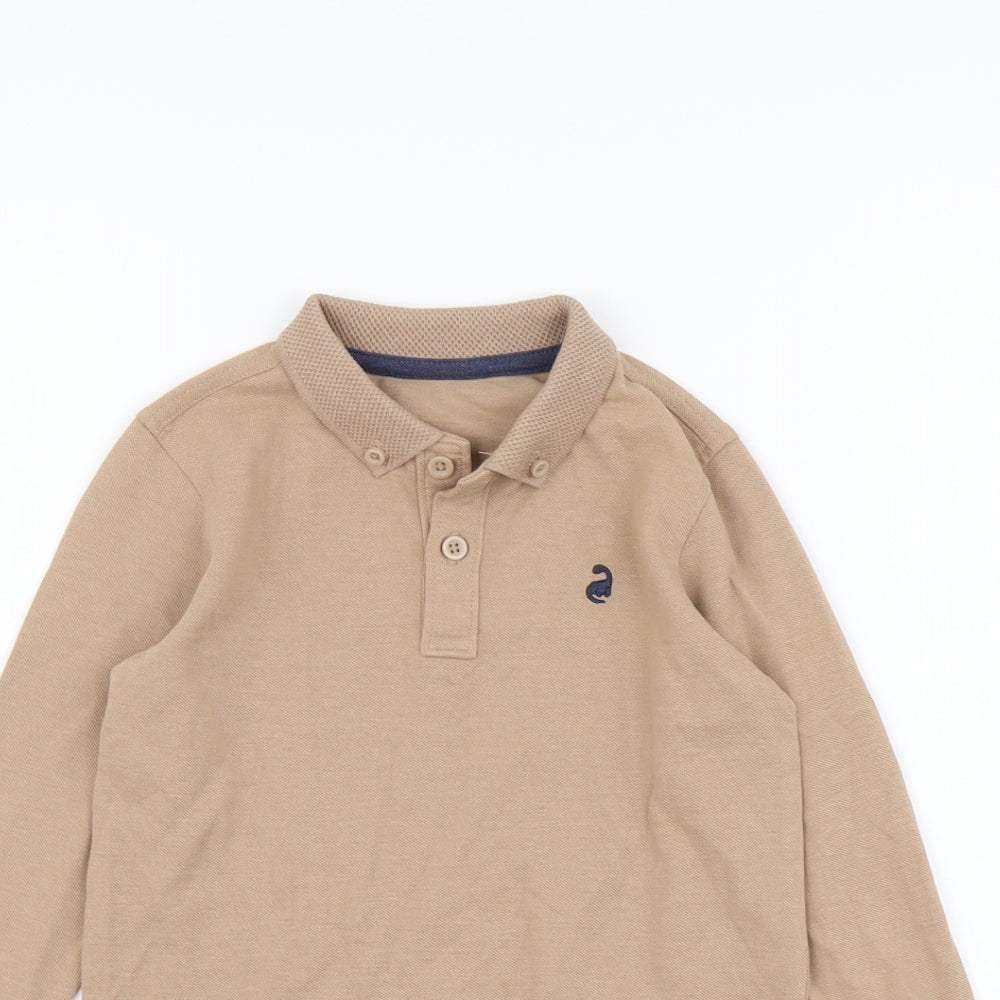 George Boys Beige Cotton Basic Polo Size 4-5 Years Collared Button