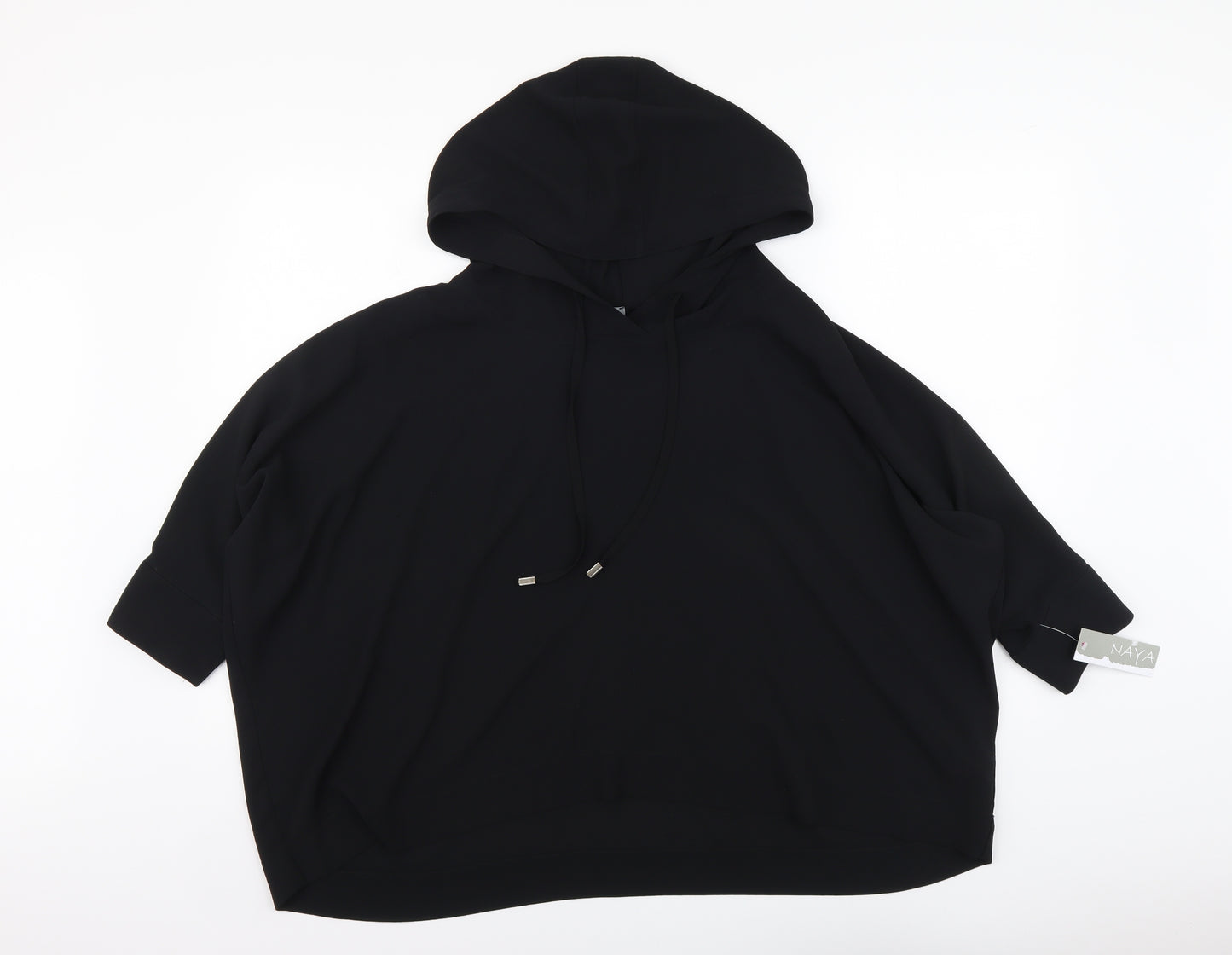 Naya Womens Black Polyester Basic Blouse Size XS Round Neck