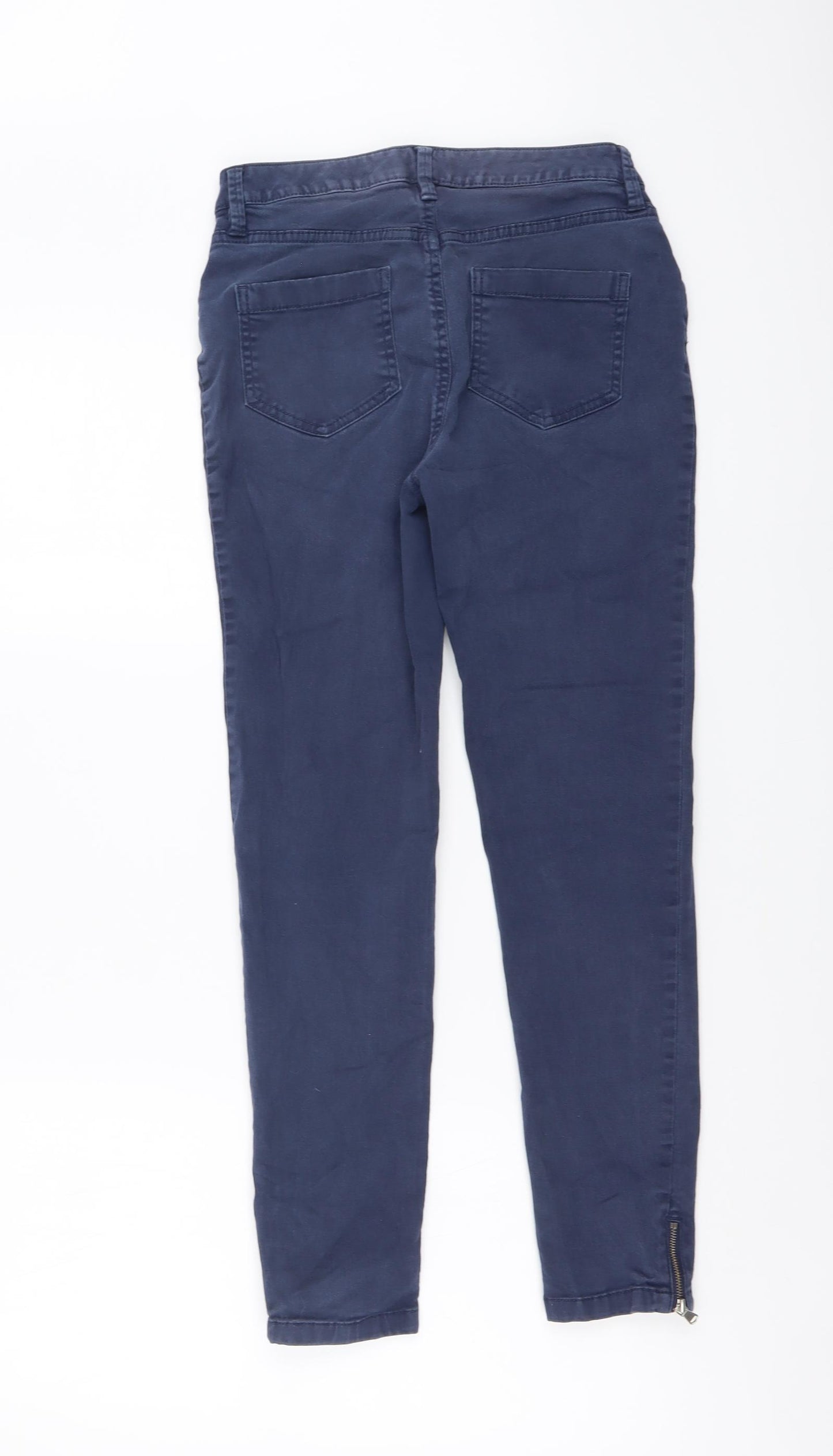 F&F Womens Blue Cotton Chino Trousers Size 8 L26 in Regular Button