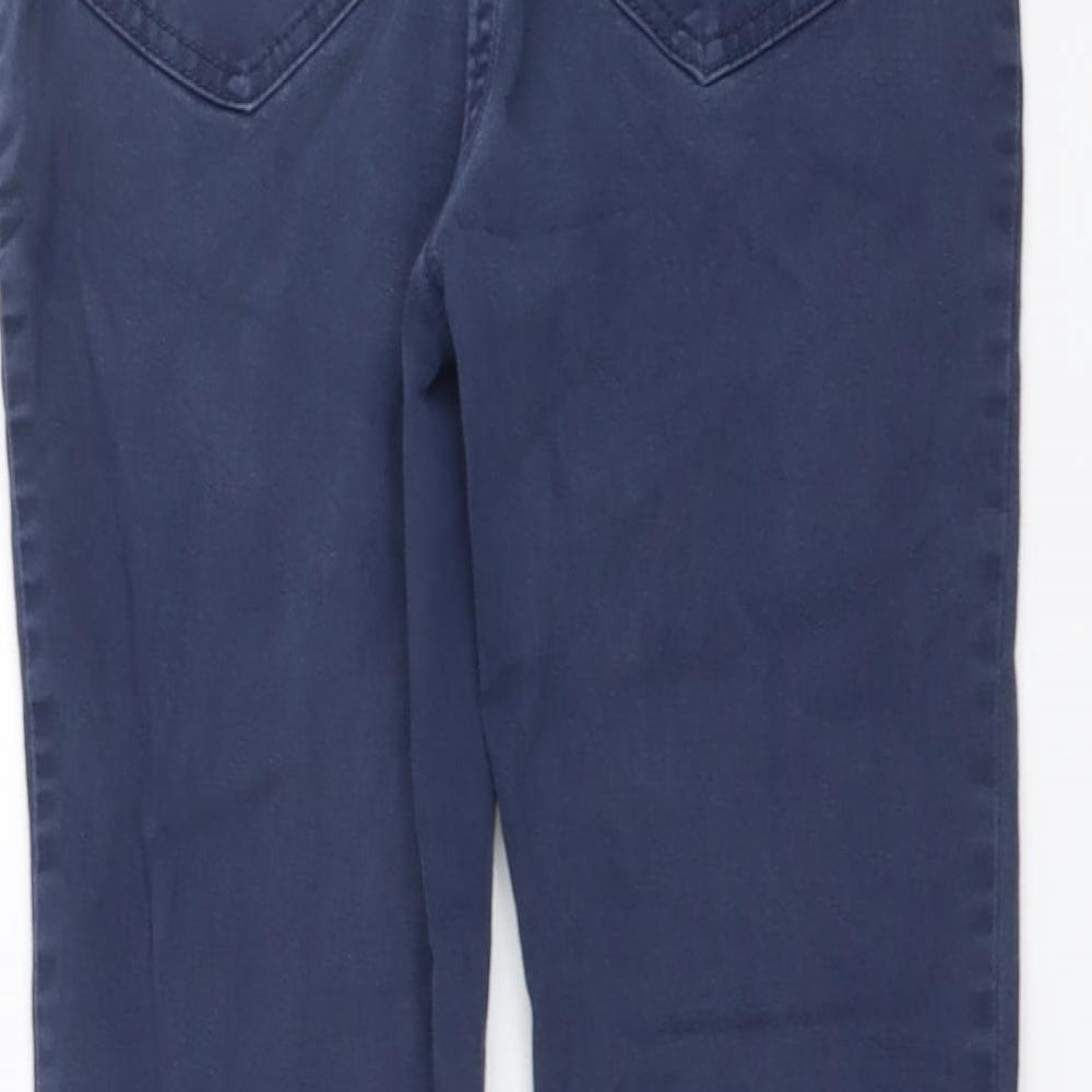 F&F Womens Blue Cotton Chino Trousers Size 8 L26 in Regular Button