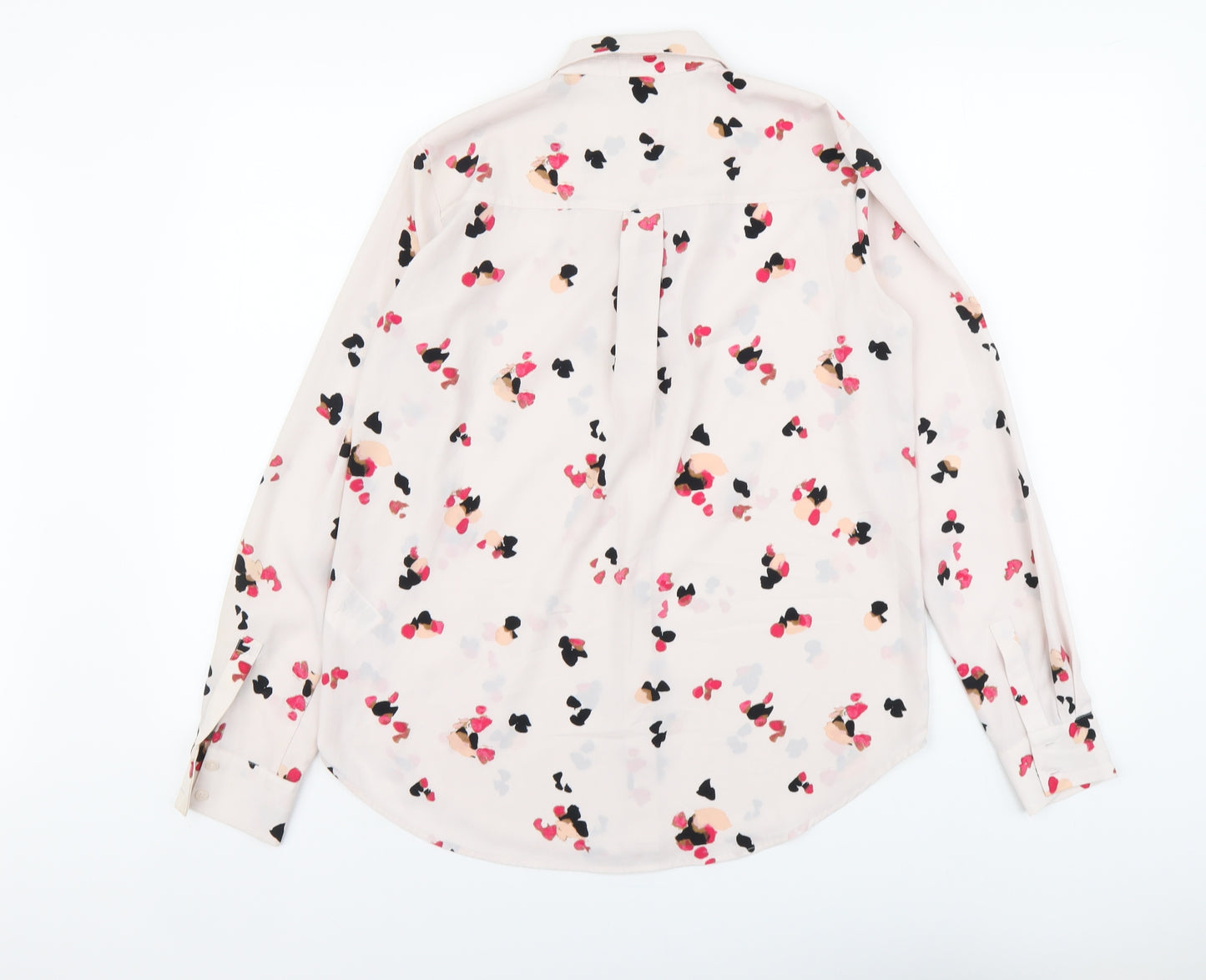 H&M Womens Pink Geometric Polyester Basic Button-Up Size XS Collared
