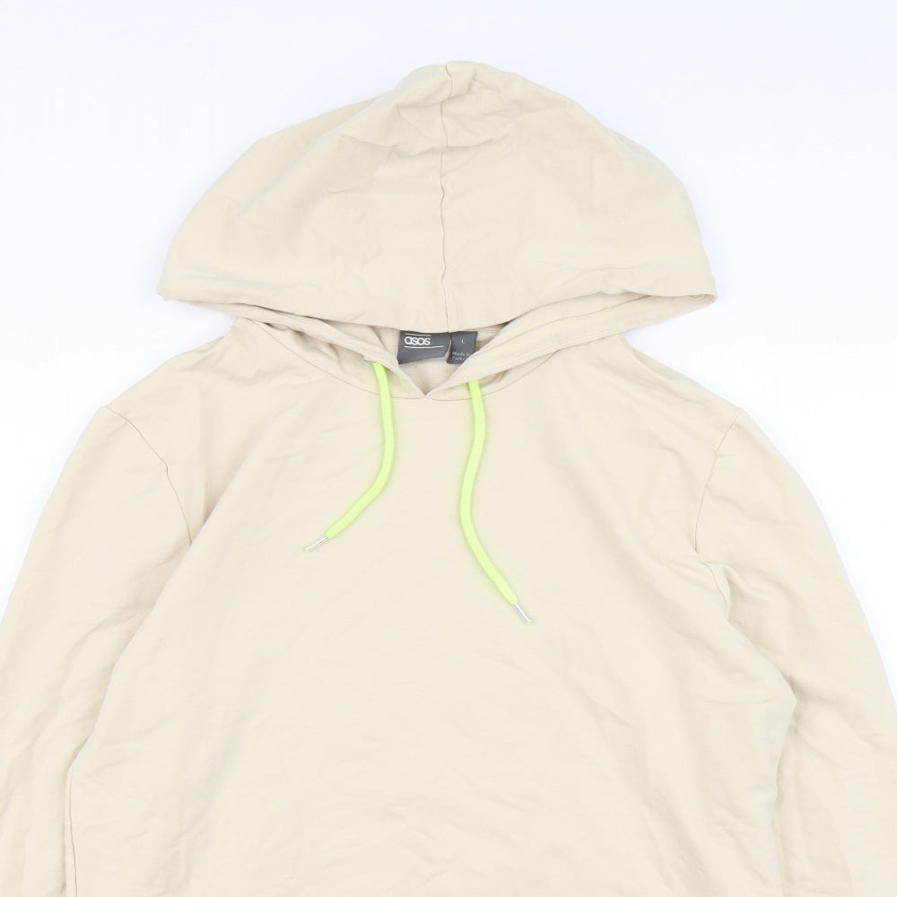 ASOS Womens Beige Polyester Pullover Hoodie Size L Pullover