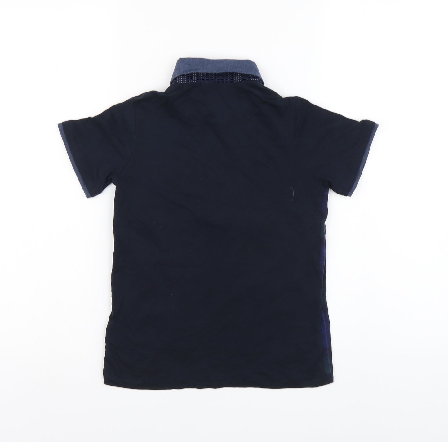 NEXT Boys Blue Plaid Cotton Basic Polo Size 6 Years Collared Button