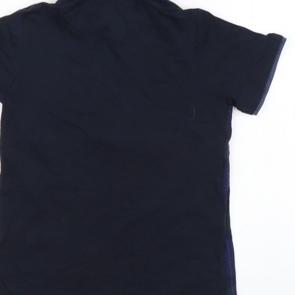 NEXT Boys Blue Plaid Cotton Basic Polo Size 6 Years Collared Button