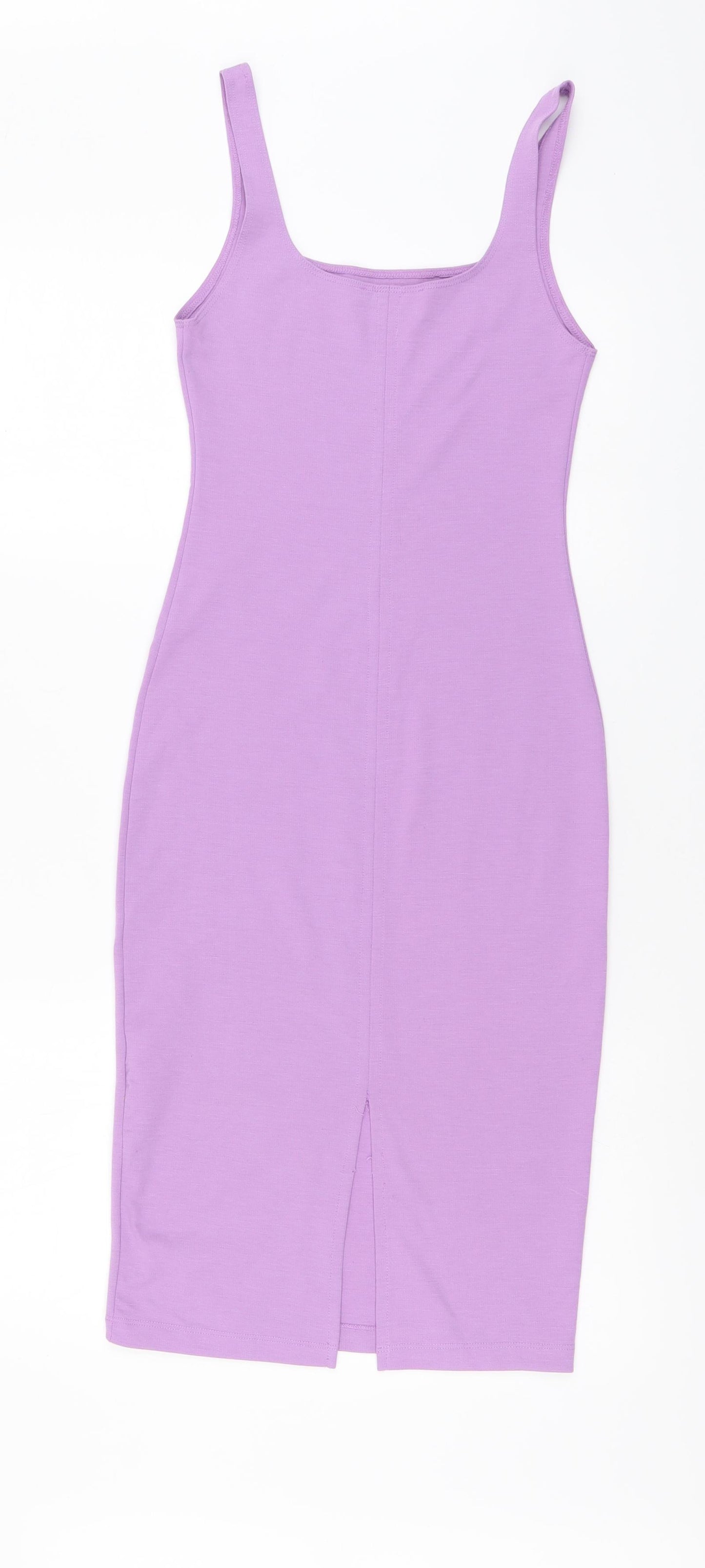 Zara Womens Purple Polyester Bodycon Size S Square Neck Pullover