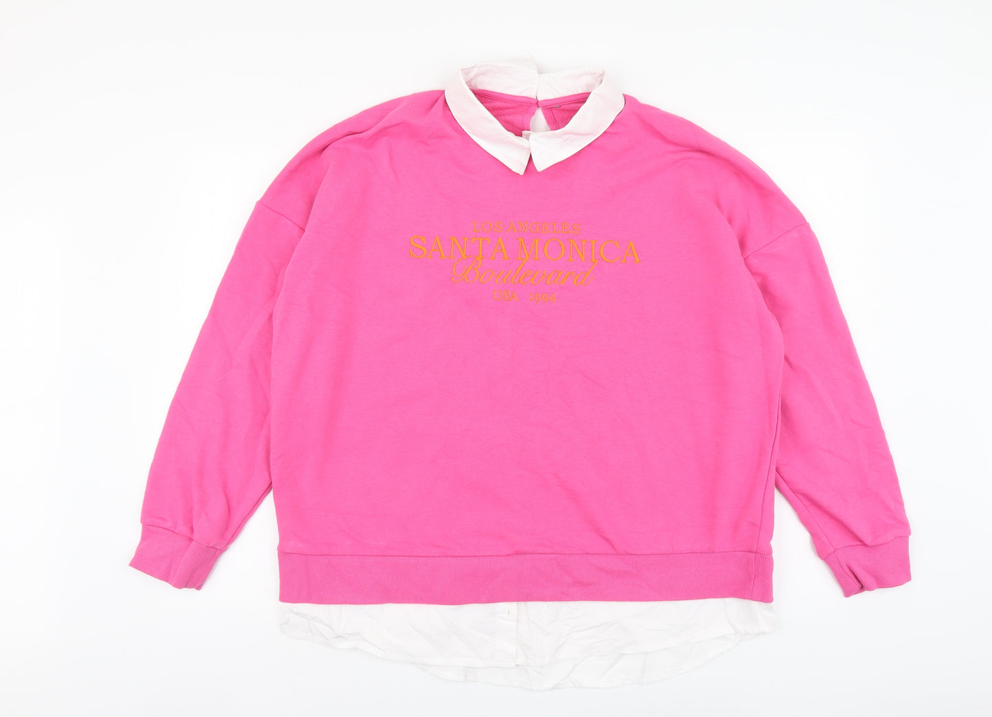 F&F Womens Pink Cotton Pullover Sweatshirt Size 18 Button - Santa Monica