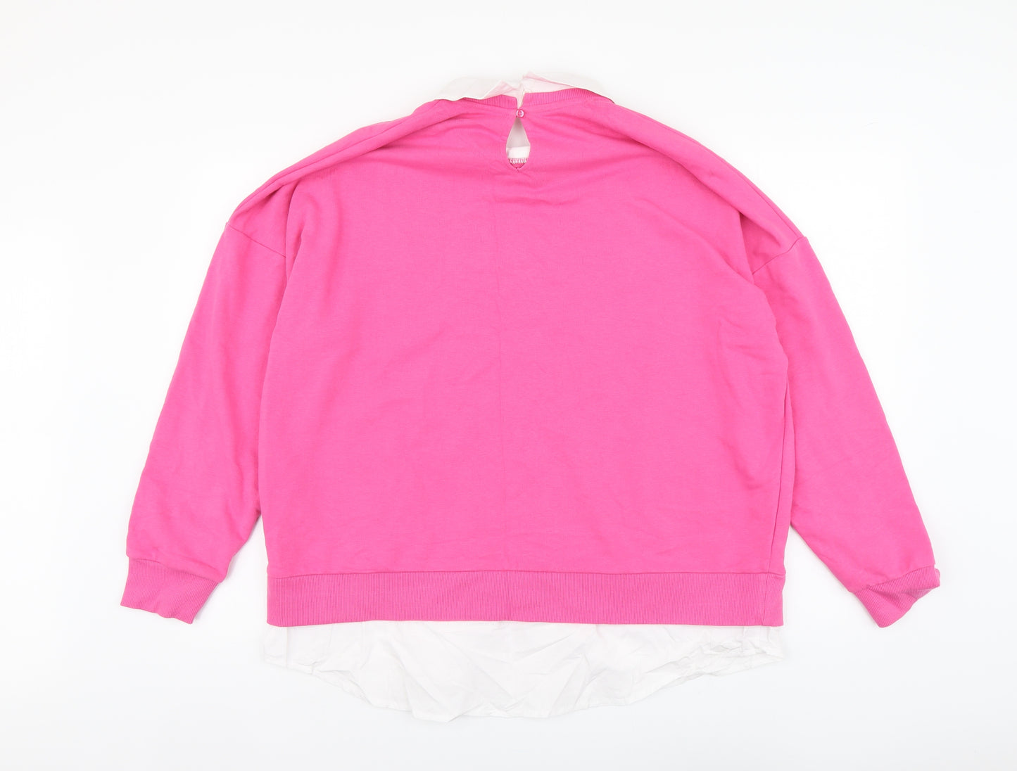 F&F Womens Pink Cotton Pullover Sweatshirt Size 18 Button - Santa Monica