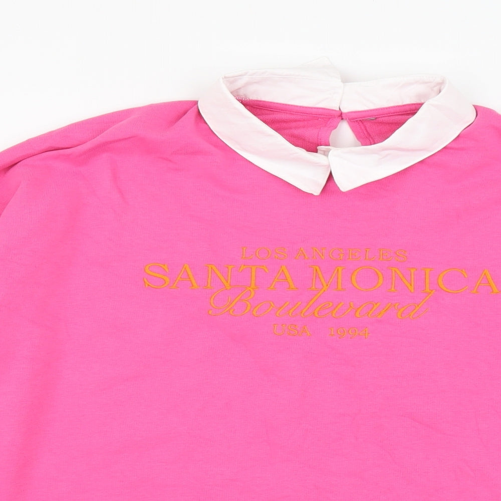 F&F Womens Pink Cotton Pullover Sweatshirt Size 18 Button - Santa Monica