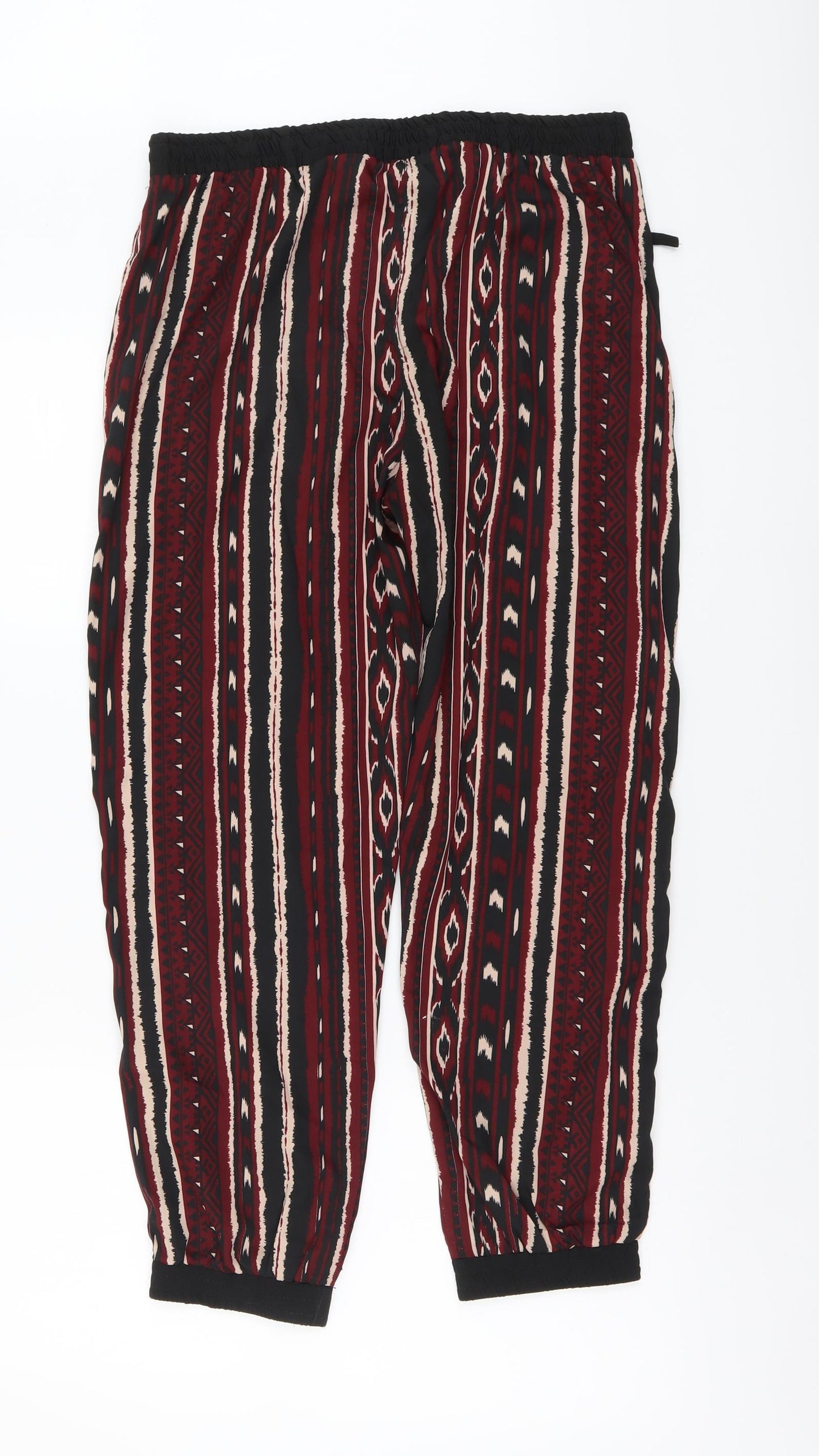 Chemistry Womens Red Geometric Polyester Harem Trousers Size 12 L26 in Regular Drawstring