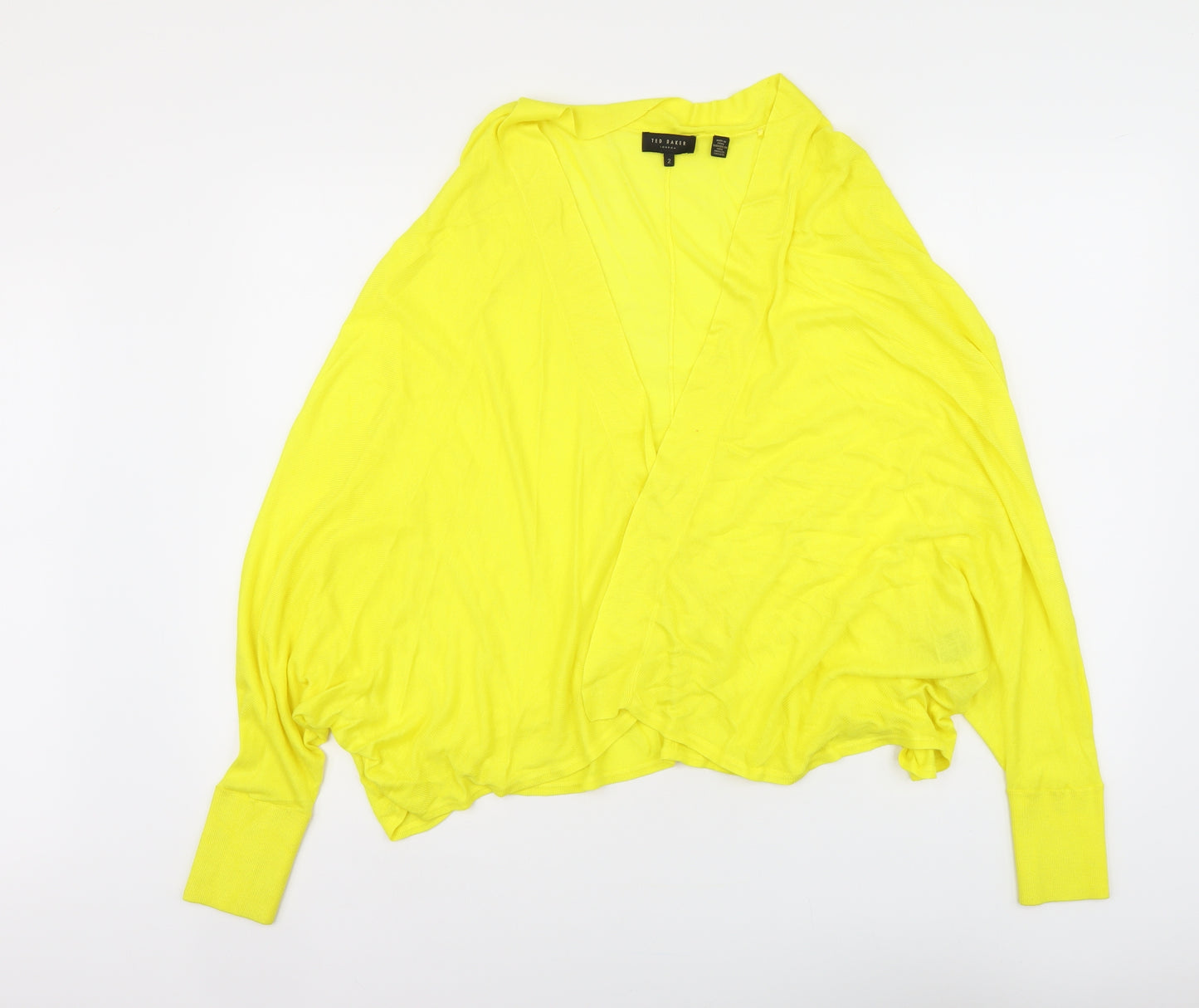 Ted Baker Womens Yellow V-Neck Viscose Cardigan Jumper Size 4