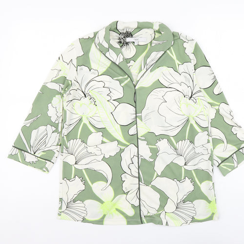 NEXT Womens Green Floral Polyester Basic Blouse Size 6 V-Neck