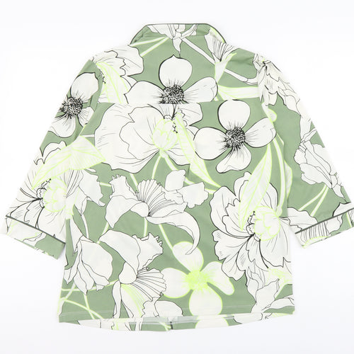 NEXT Womens Green Floral Polyester Basic Blouse Size 6 V-Neck