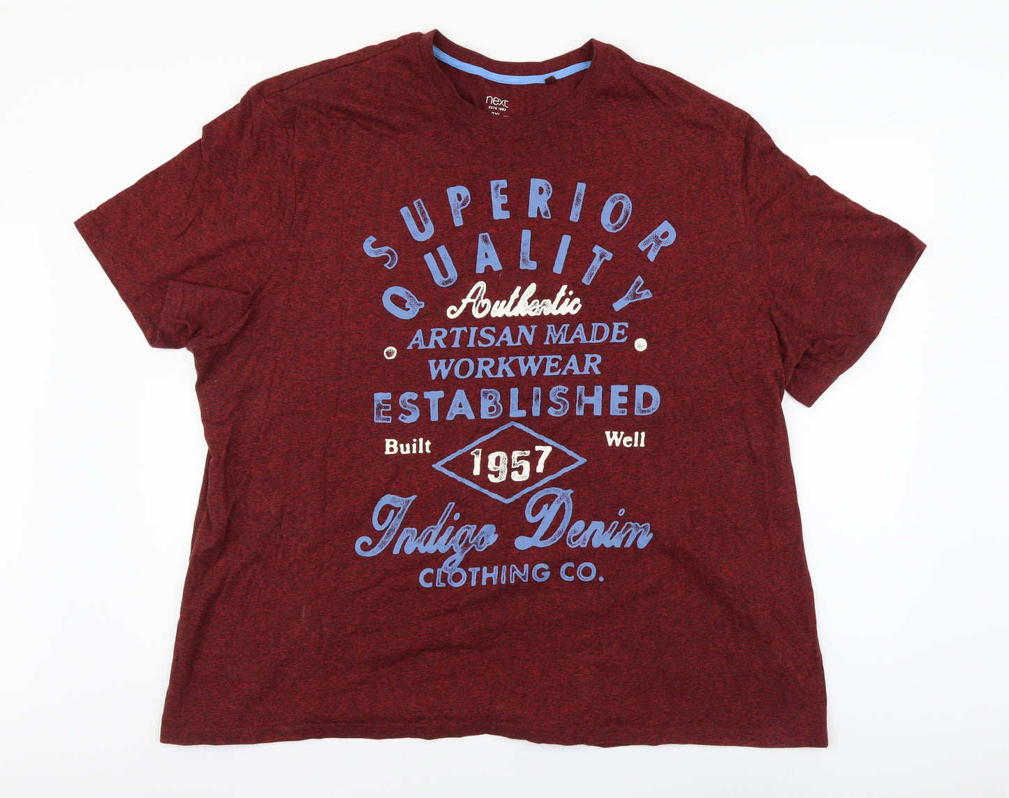 NEXT Mens Red Cotton T-Shirt Size 3XL Round Neck