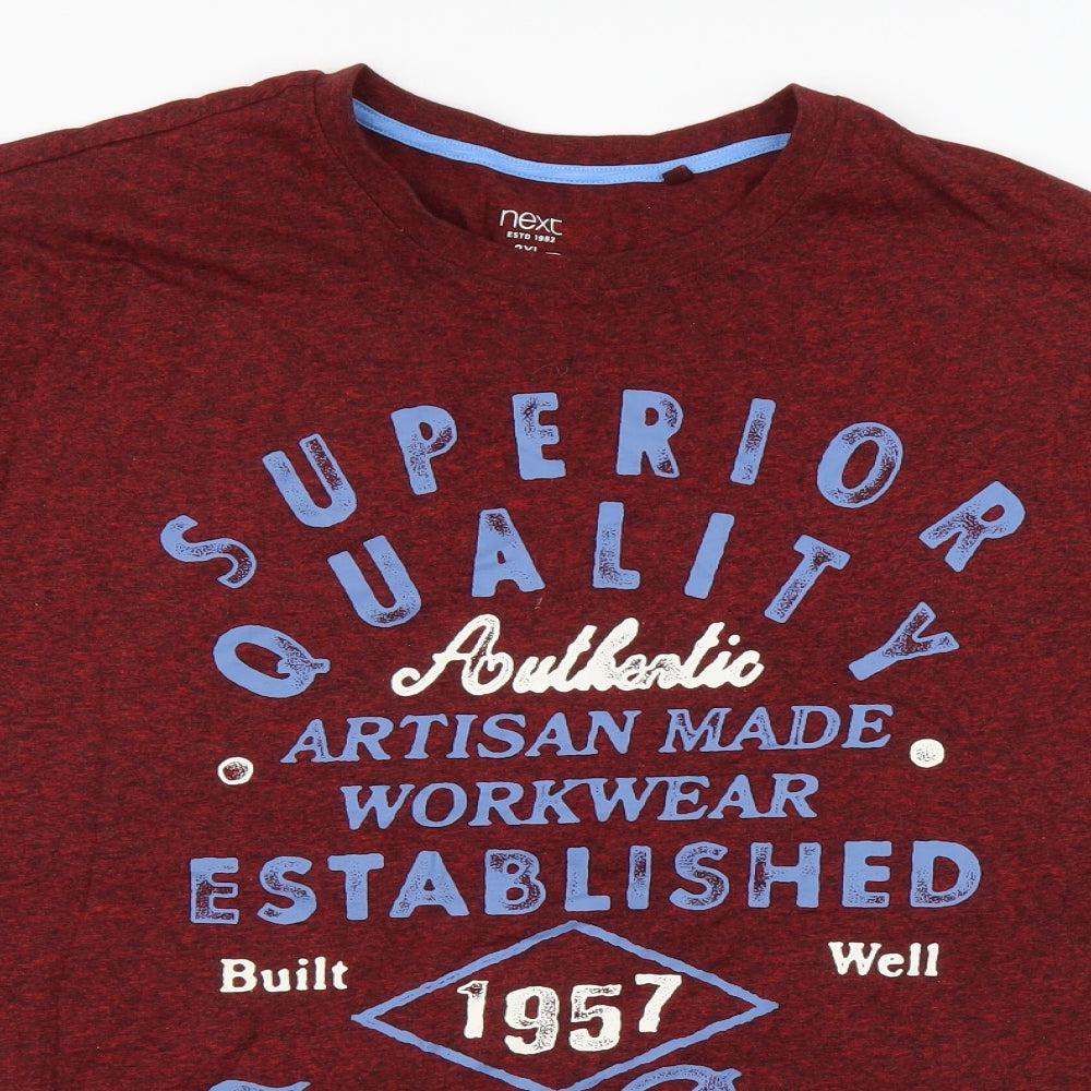NEXT Mens Red Cotton T-Shirt Size 3XL Round Neck