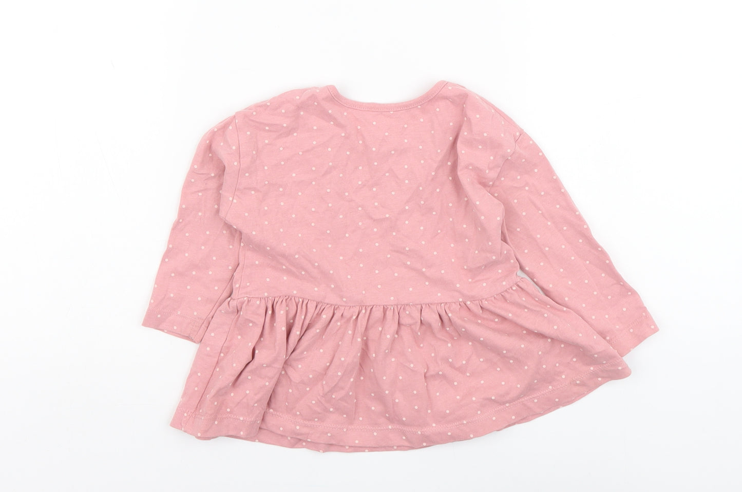 George Girls Pink Polka Dot Cotton Basic Blouse Size 2 Years Round Neck Pullover