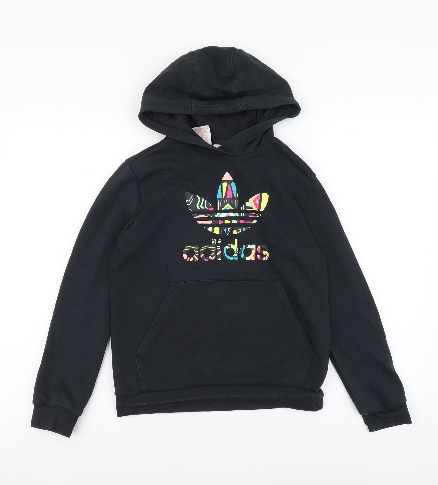 adidas Girls Black Cotton Pullover Hoodie Size 10-11 Years Pullover