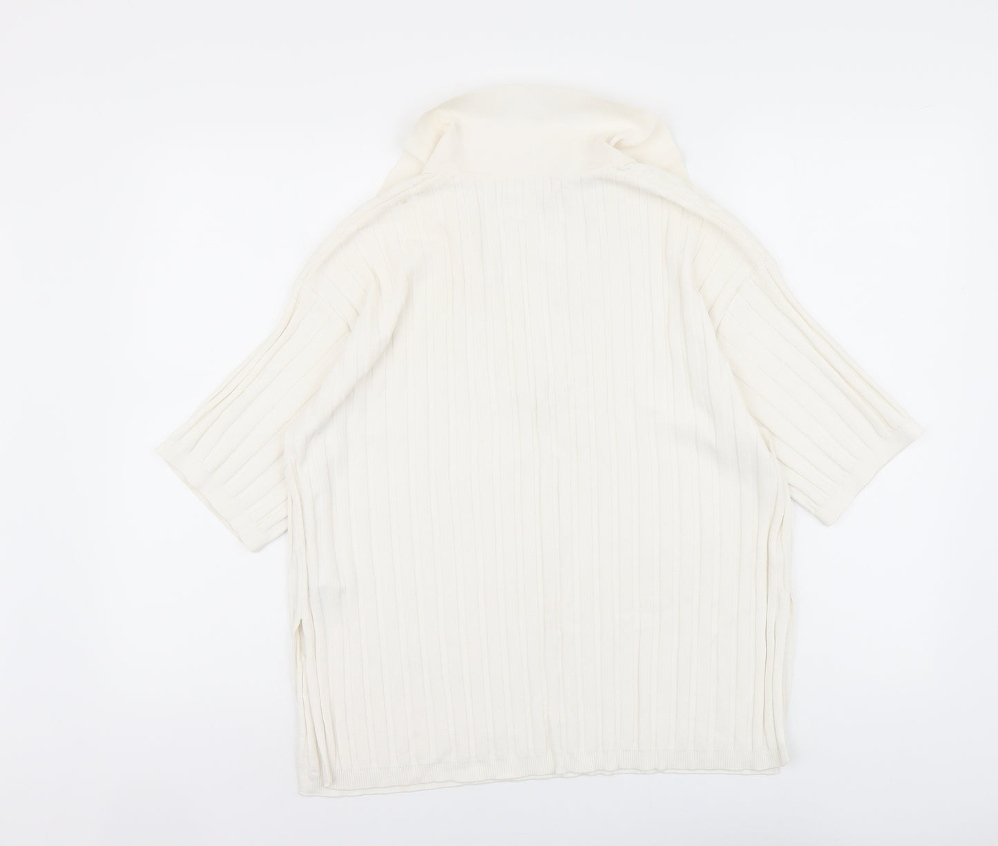 H&M Womens Ivory Collared Viscose Pullover Jumper Size S