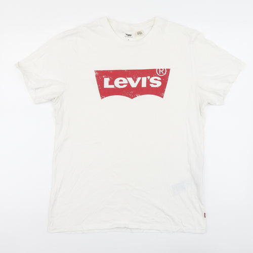 Levi's Mens White Cotton T-Shirt Size M Round Neck