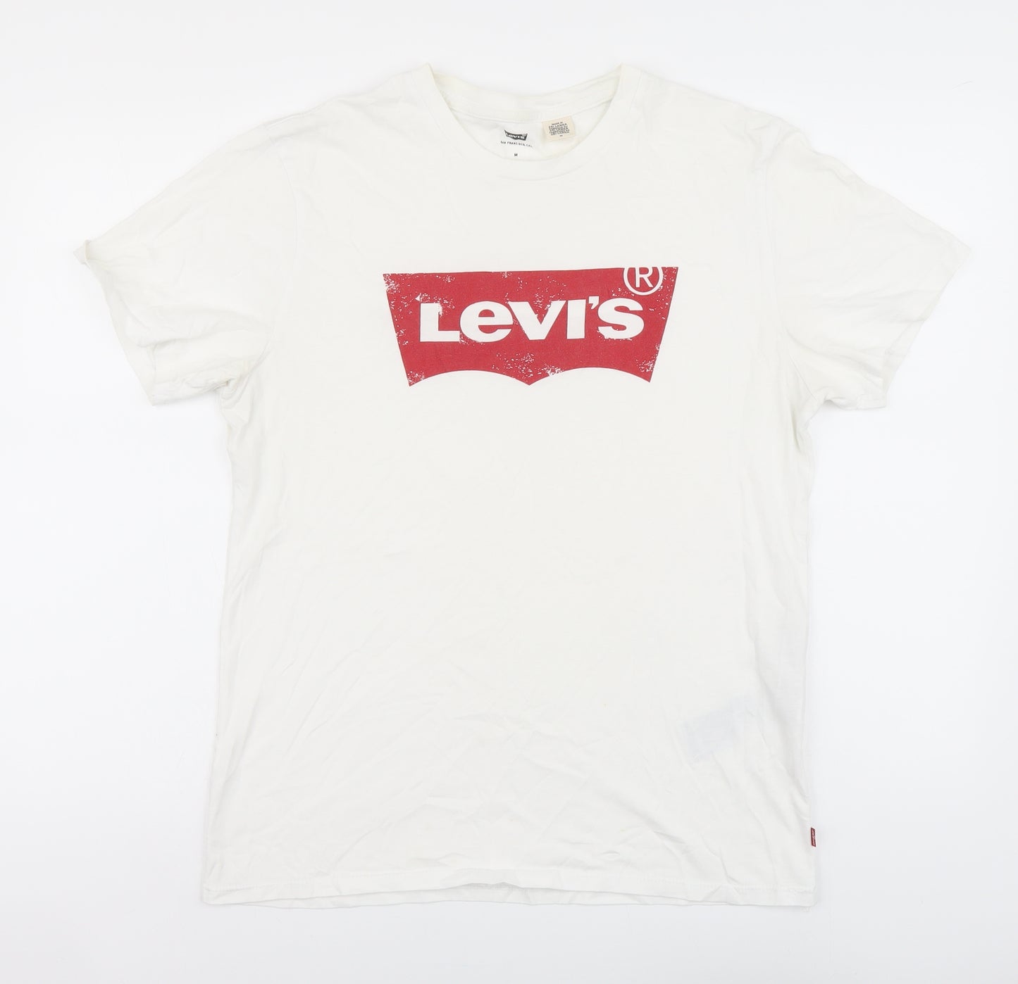 Levi's Mens White Cotton T-Shirt Size M Round Neck