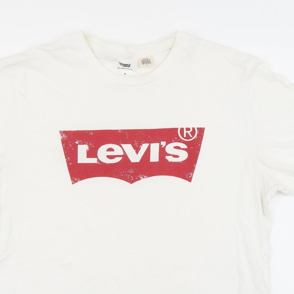 Levi's Mens White Cotton T-Shirt Size M Round Neck