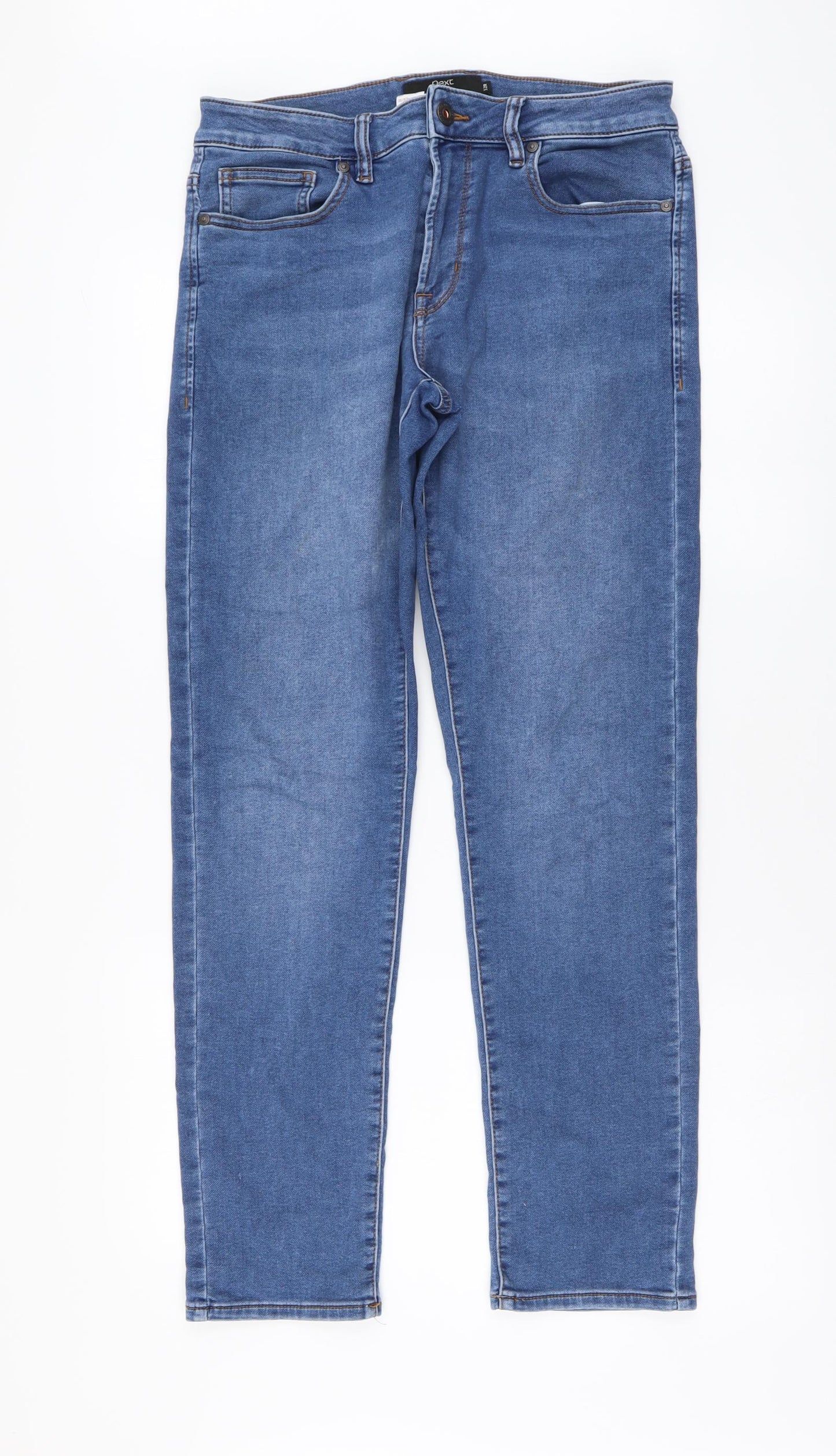 NEXT Mens Blue Cotton Skinny Jeans Size 32 in L30 in Regular Button