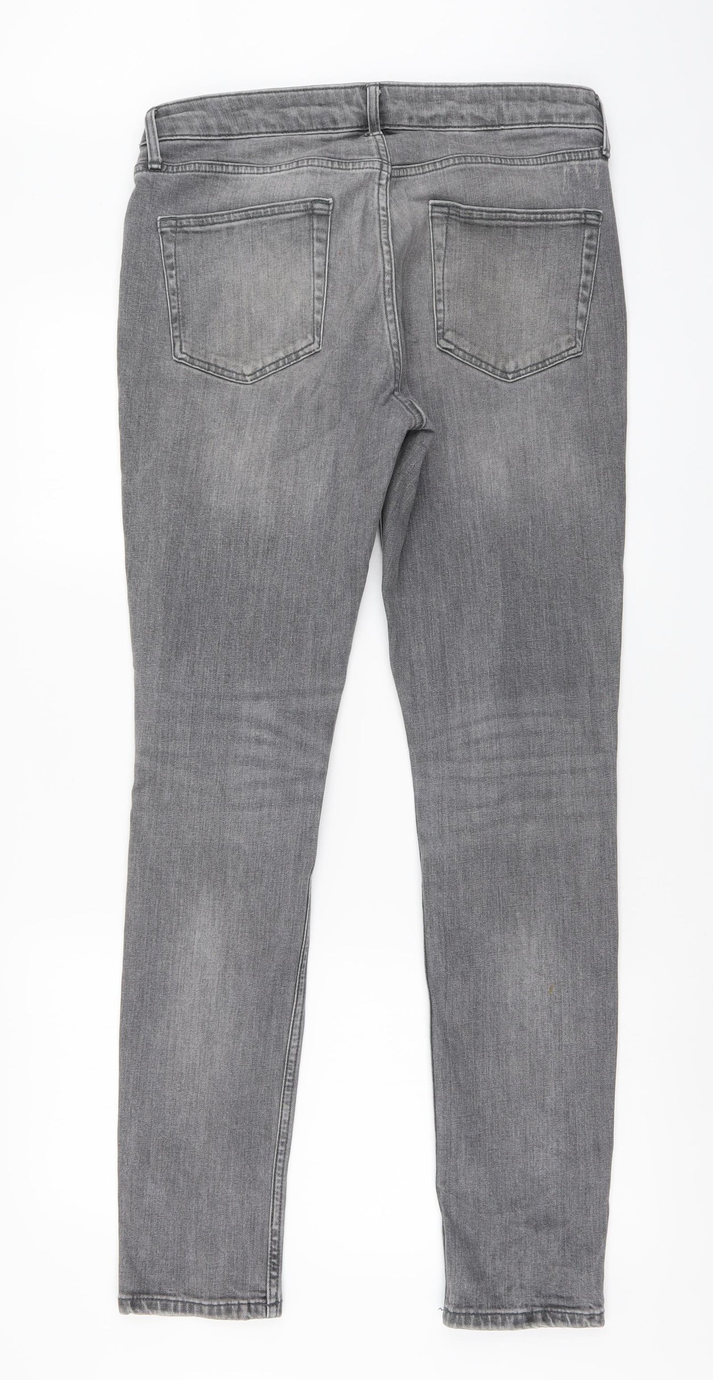 Topman Mens Grey Cotton Skinny Jeans Size 32 in L32 in Regular Button