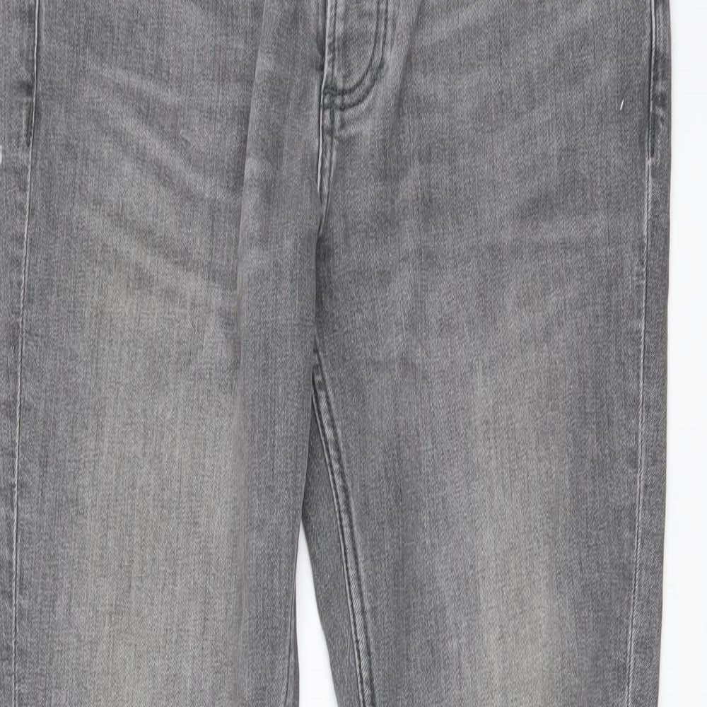 Topman Mens Grey Cotton Skinny Jeans Size 32 in L32 in Regular Button