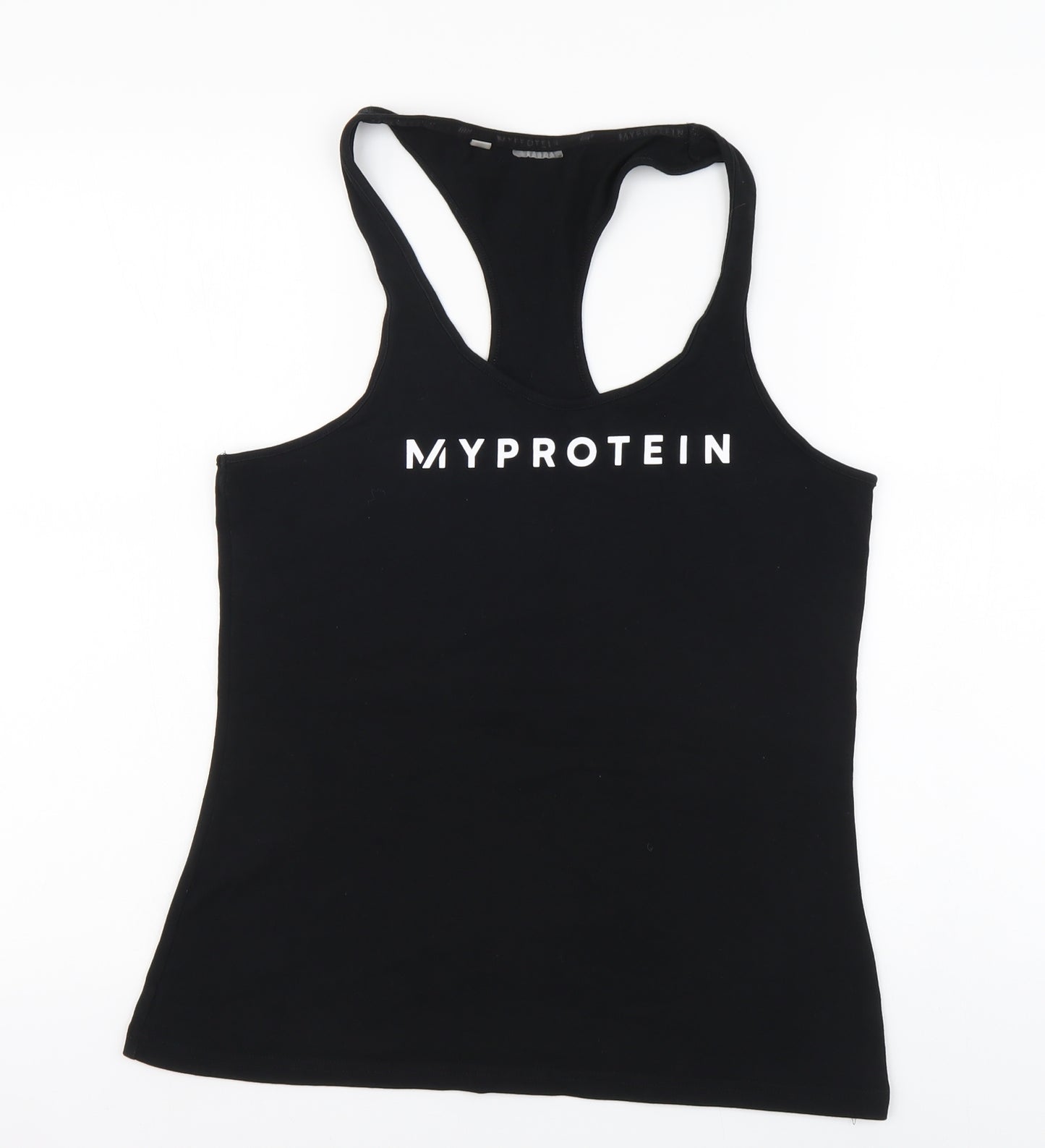Myprotein Womens Black Cotton Basic Tank Size L Round Neck Pullover