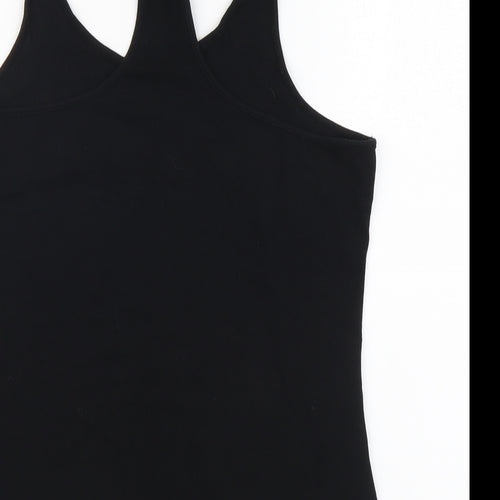 Myprotein Womens Black Cotton Basic Tank Size L Round Neck Pullover