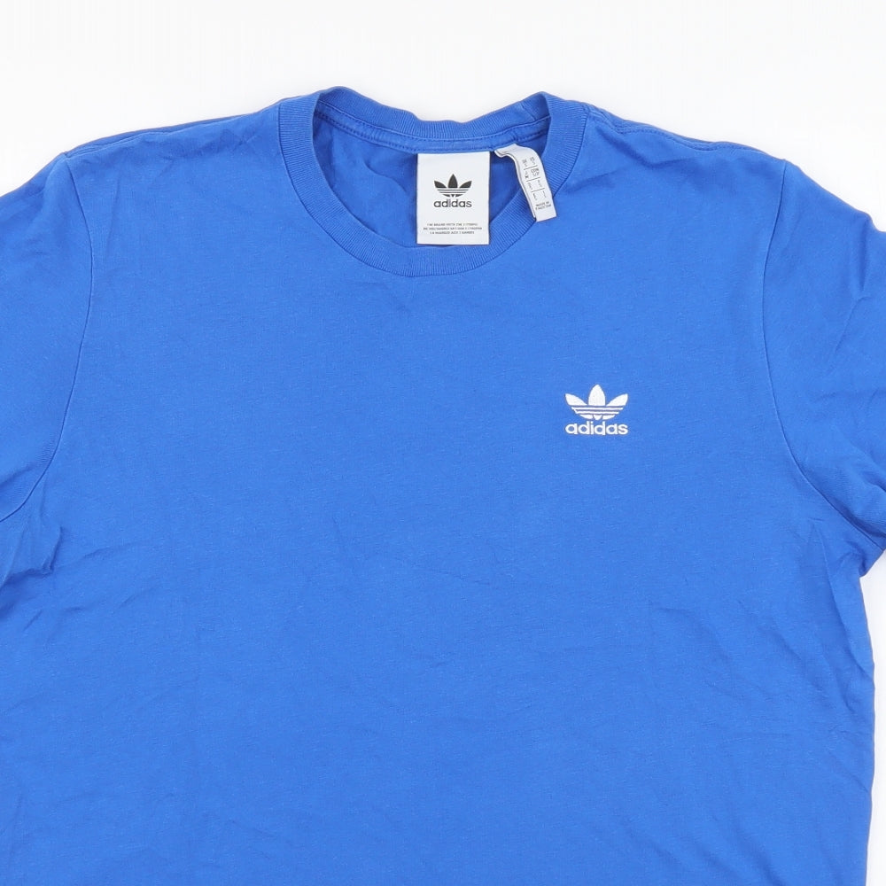 adidas Mens Blue Cotton T-Shirt Size S Round Neck