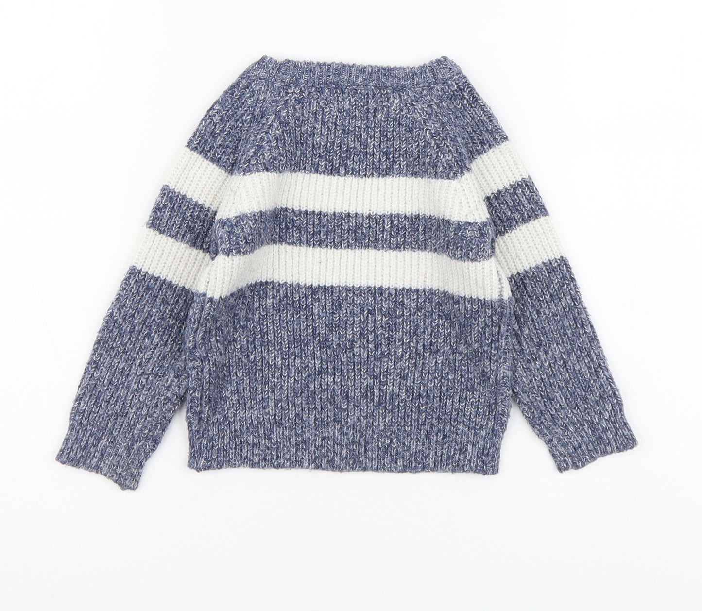 Primark Boys Blue Striped Polyester Pullover Jumper Size 9-12 Months Pullover
