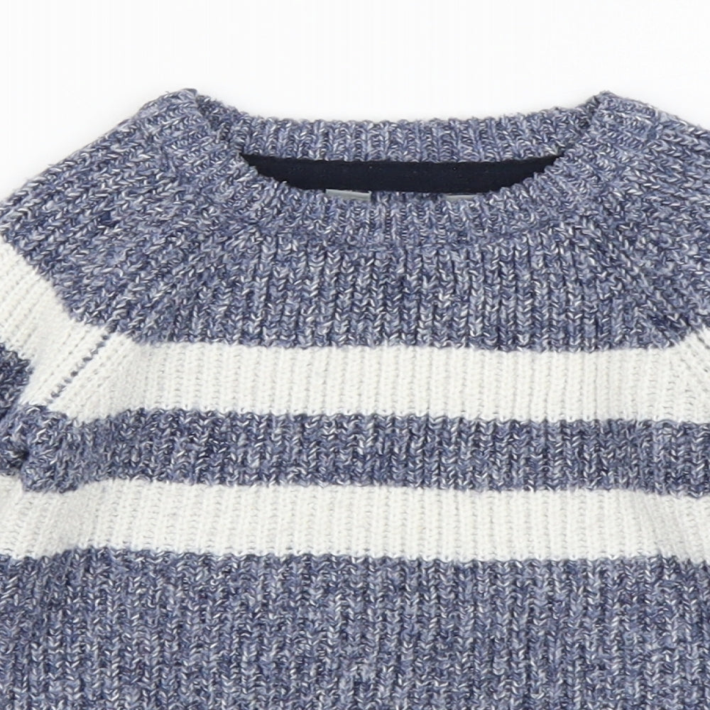 Primark Boys Blue Striped Polyester Pullover Jumper Size 9-12 Months Pullover