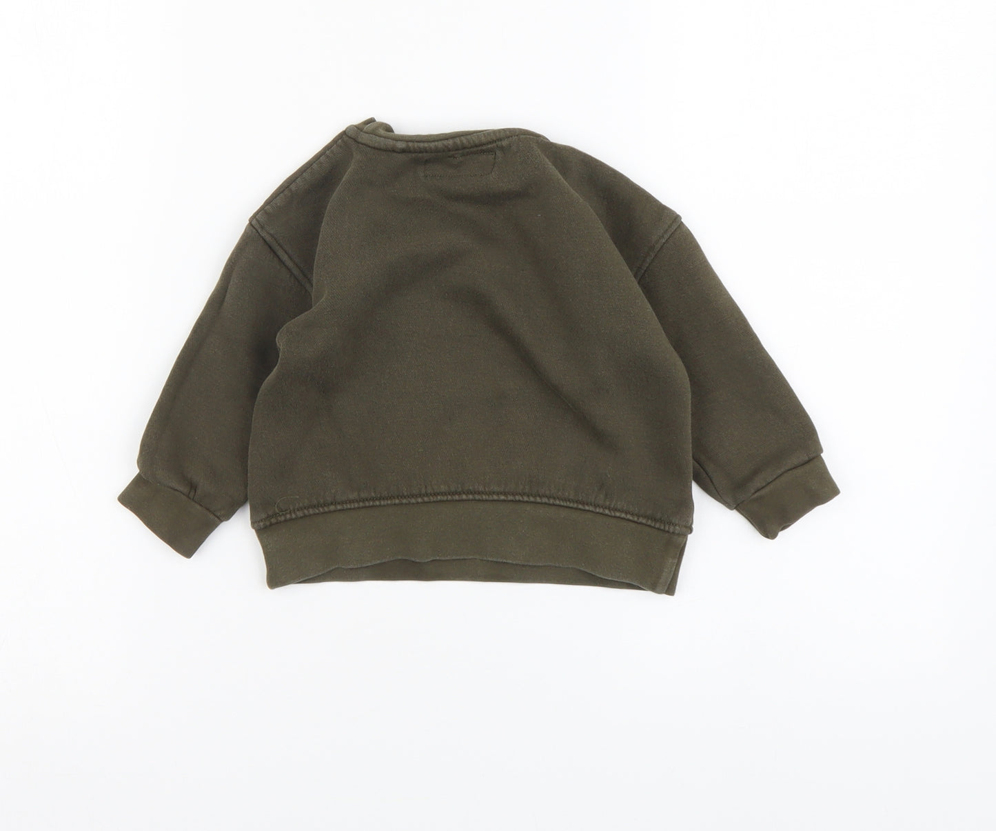 NEXT Boys Green Cotton Basic T-Shirt Size 12-18 Months Round Neck Pullover - Animals/sweater