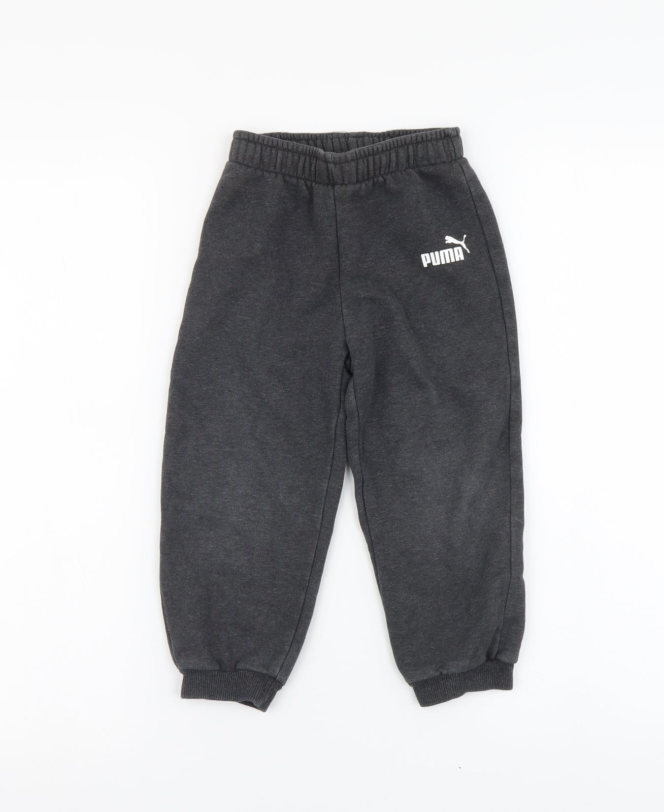 PUMA Boys Grey Cotton Jogger Trousers Size 3-4 Years Regular Drawstring