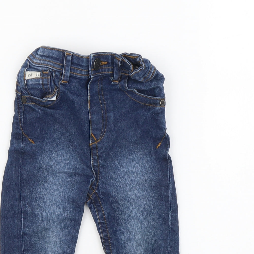 River Island Boys Blue Cotton Jogger Jeans Size 18-24 Months Button