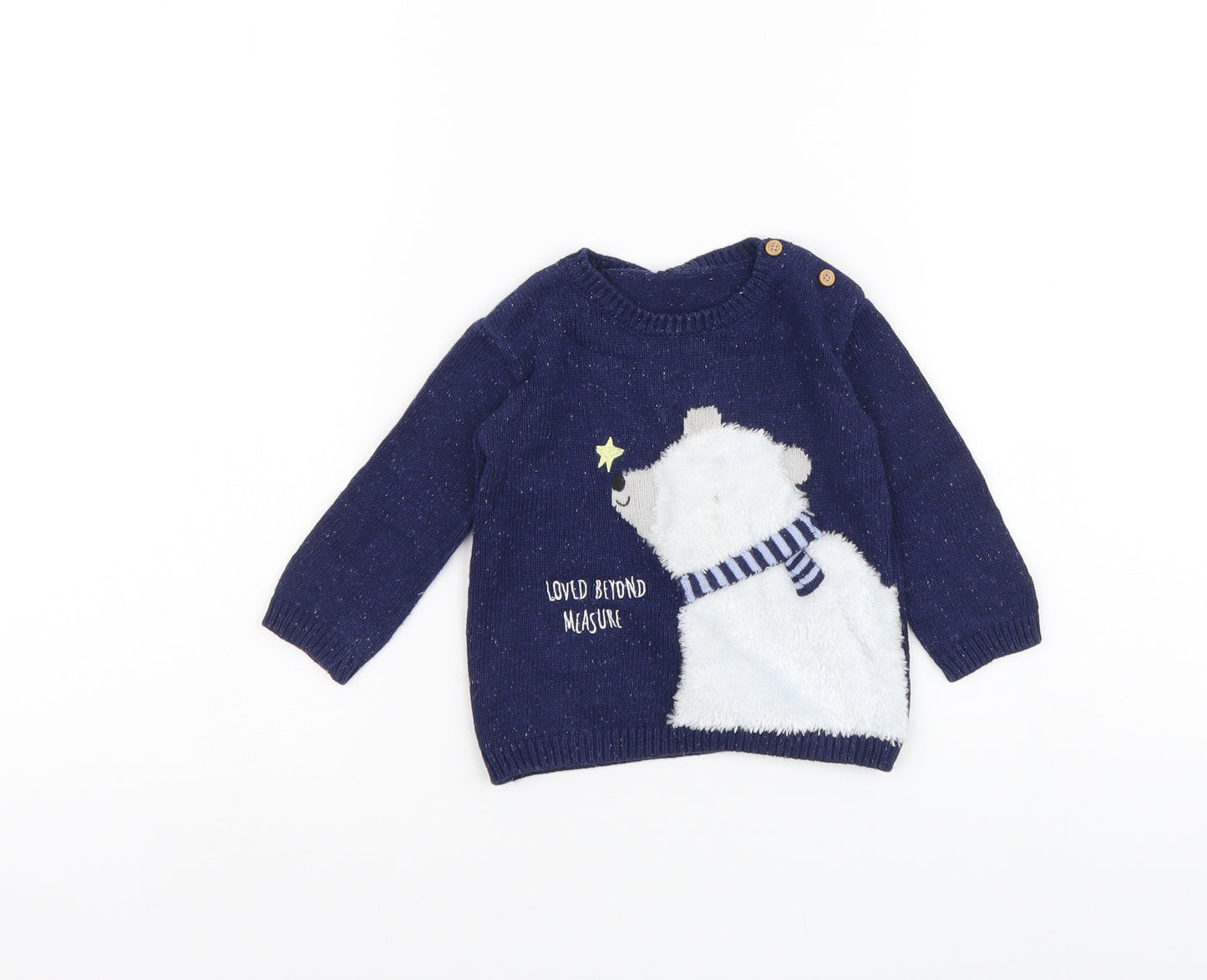 George Boys Blue Cotton Pullover Jumper Size 3-6 Months Pullover - Bear