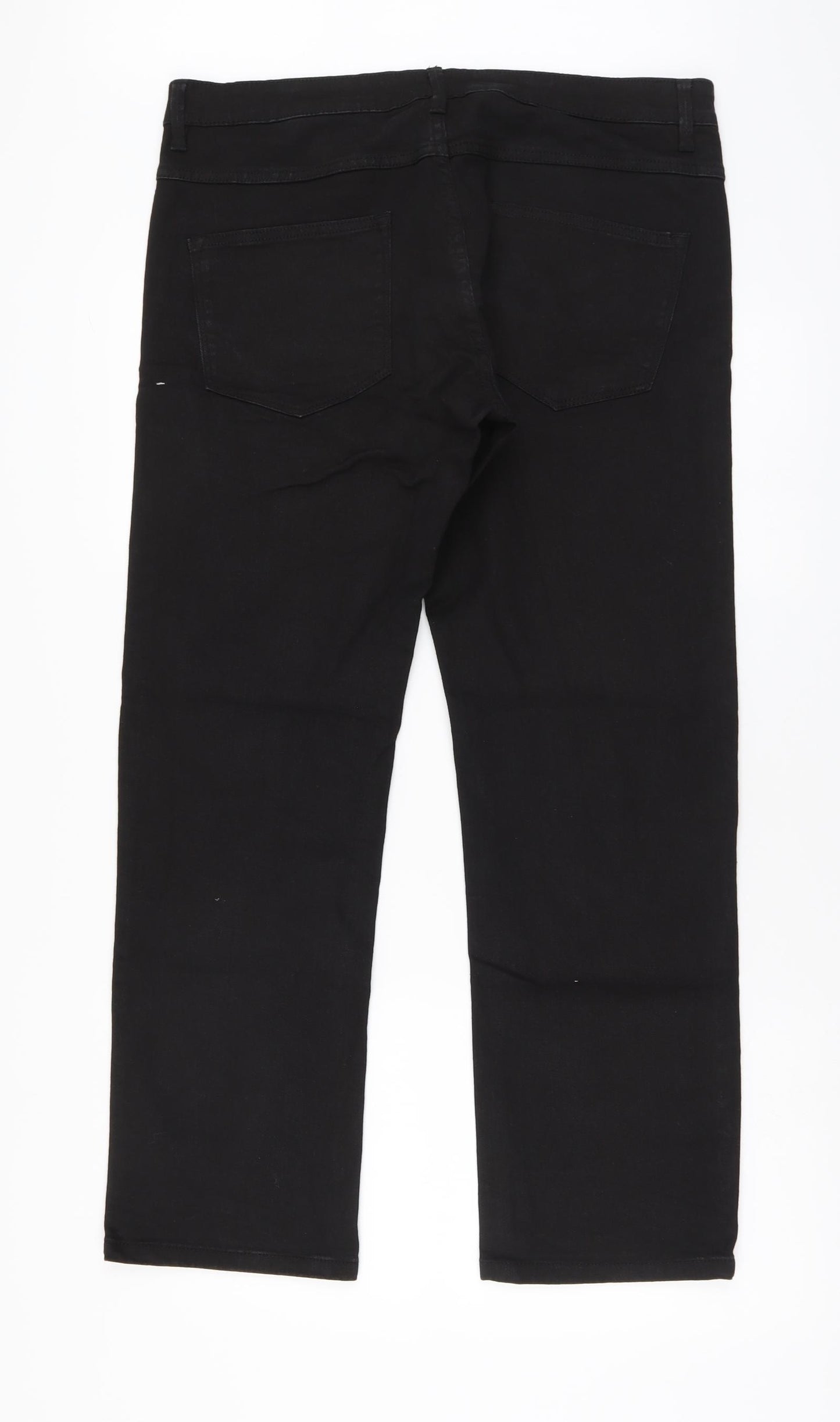 Dunnes Stores Mens Black Cotton Straight Jeans Size 36 in L30 in Regular Button