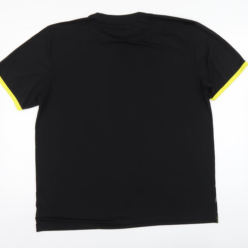 Atlasformen Mens Black Polyester Basic T-Shirt Size XL Round Neck Pullover