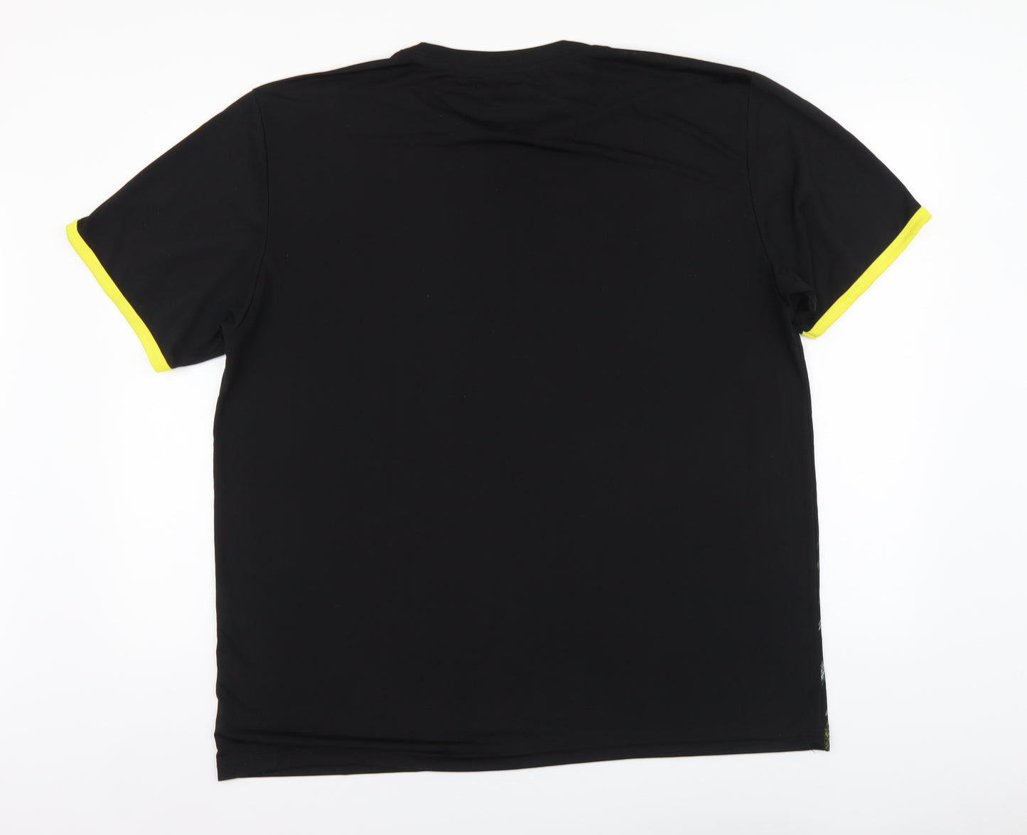 Atlasformen Mens Black Polyester Basic T-Shirt Size XL Round Neck Pullover