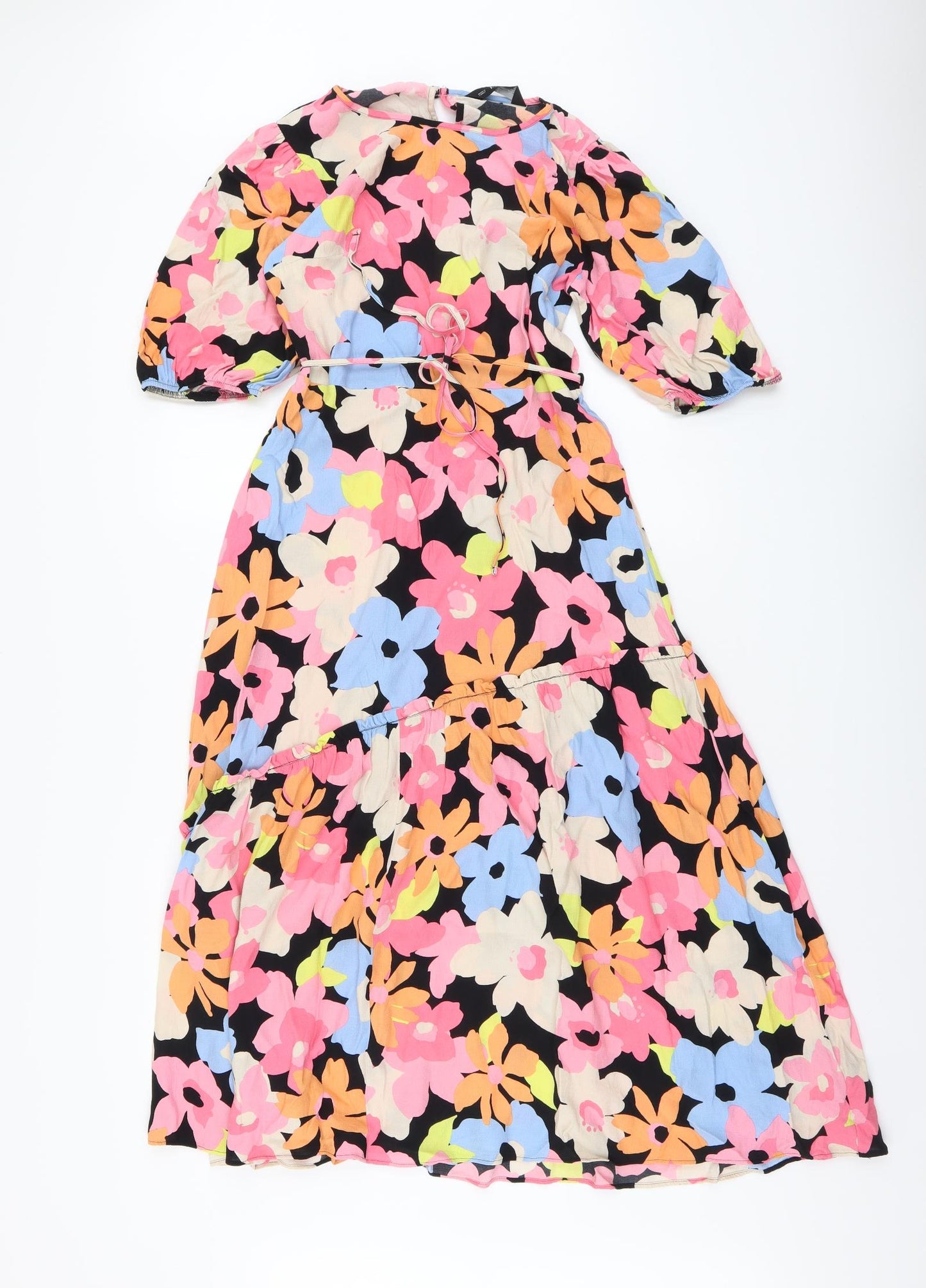 F&F Womens Multicoloured Floral Polyester Maxi Size 10 Round Neck Pullover