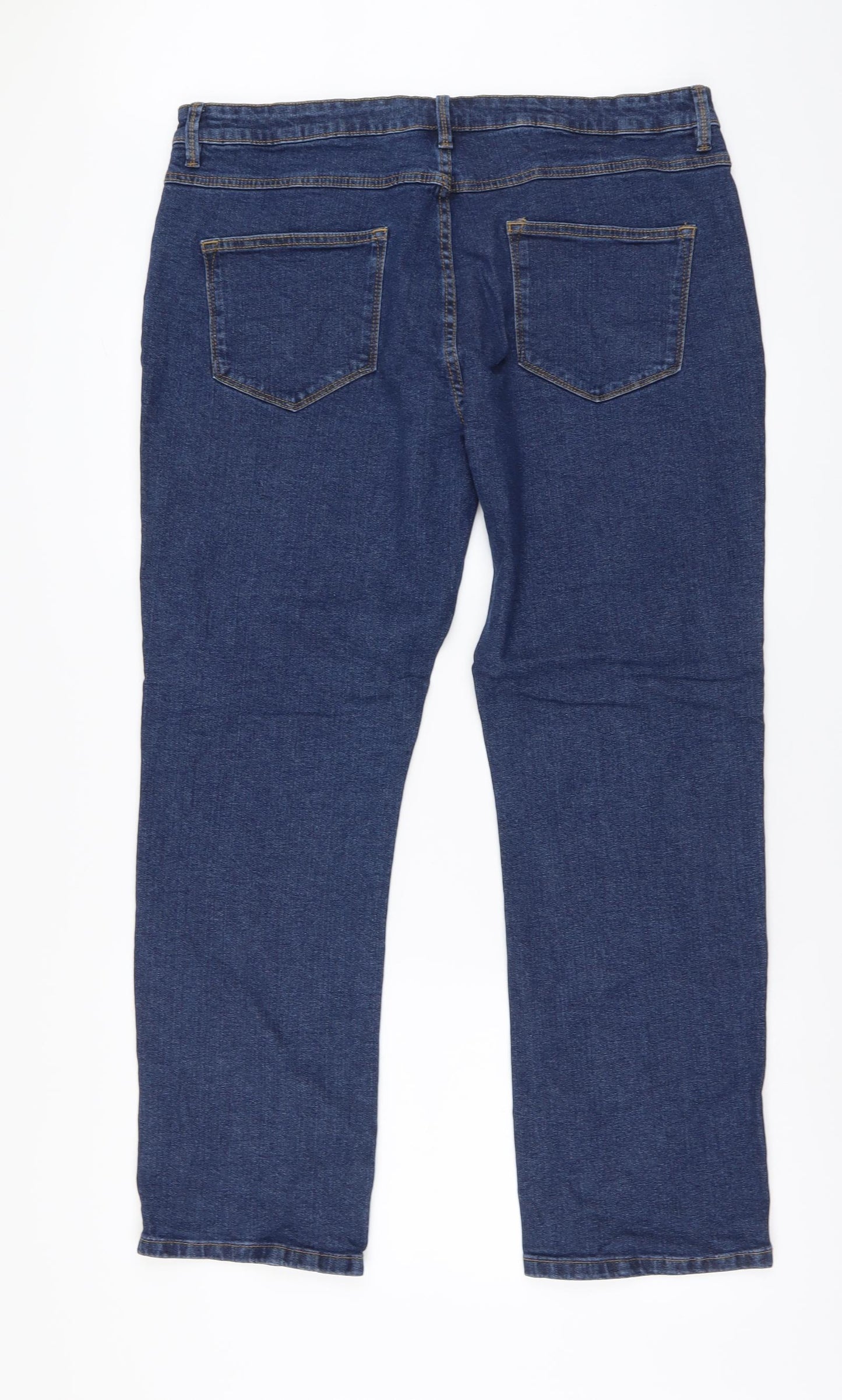 Dunnes Stores Mens Blue Cotton Straight Jeans Size 36 in L30 in Regular Button