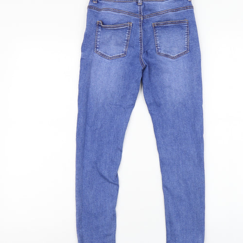 Denim & Co. Girls Blue Cotton Skinny Jeans Size 10-11 Years Regular Button