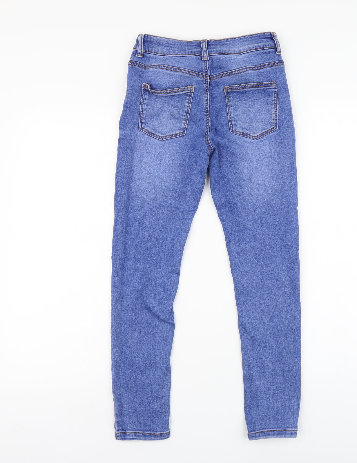 Denim & Co. Girls Blue Cotton Skinny Jeans Size 10-11 Years Regular Button