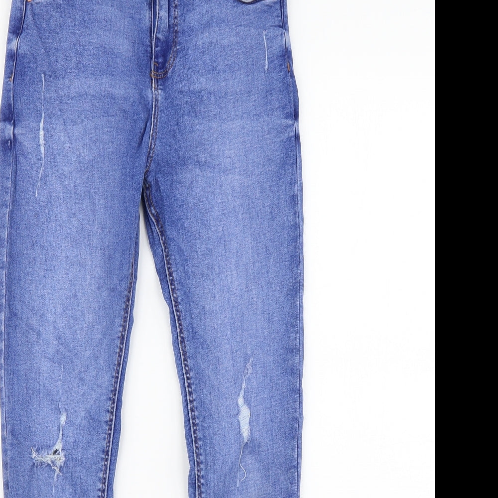 Denim & Co. Girls Blue Cotton Skinny Jeans Size 10-11 Years Regular Button